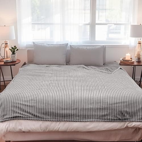 DUODUO Electric Heated Blanket Queen Size 84"x90" with Dual Controls, Reversible Cozy Silky Flannel Fabric with Ribs, Fast Heating with 10 Heating Levels 12 Hours Auto-Off for Bedding -Grey 5