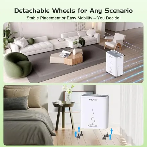 Dehumidifier for Home - 30 Pint Dehumidifier with Drain Hose Up to 2500 Sq. Ft Coverage - Ideal for Basement Bedroom Bathroom - Intelligent Humidity Control, Auto Defrost, 24H Timer 7