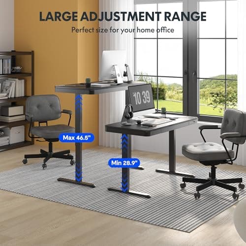 FLEXISPOT Comhar Electric Standing Desk with Drawer Desktop & Adjustable Frame Quick Install w/USB Charge Ports (Black, Wood) 9