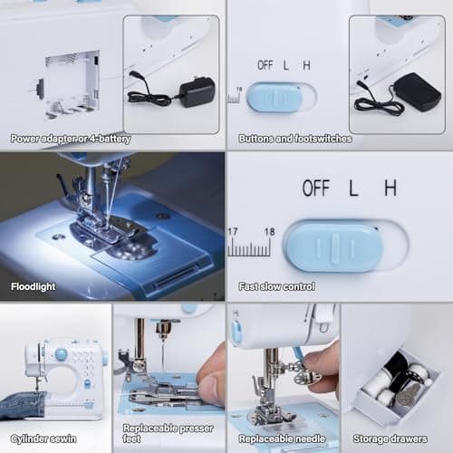 Sewing Machine for Beginners with Extension Table Portable Large Heavy Duty Sewing Machines Kit Supplies 12 Built-in Stitches with Needles Assorted Thread Kit Starter Kit Easiest for Adult and Kids 8