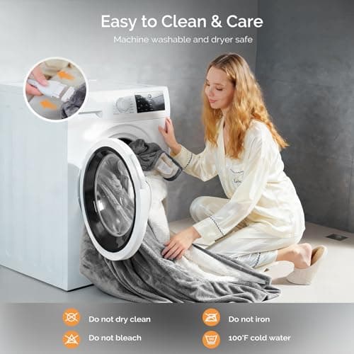 Heated Blanket Electric Blanket Queen Size 84"x90" Fast Heating Electric Blanket with Dual Control 10 Heat Levels & 10 Hours Auto-Off Overheat Protection Cozy Soft Flannel Heated Throw Blanket 6