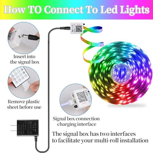QZYL LED Lights for Bedroom, 25FT RGB LED Strip Lights with 44 Keys IR Remote, Smart LED Light Strip with Adhesive Backing Adjustable Brightness App Control for Bedroom Party Decoration 7