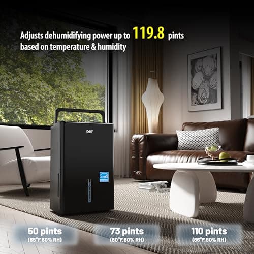 DuraComfort 50 Pint Dehumidifier, Built-in Pump, 4500 Sq Ft Coverage, Energy Star, Black 5