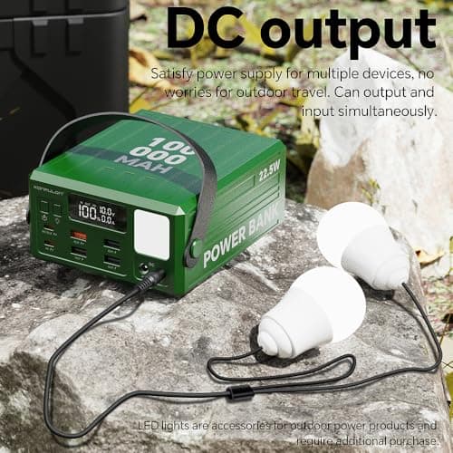 High Capacity Power Bank 100000mAh Fast Charging 22.5W PD 20W Portable USB C Battery Packs with 7 Outputs & LCD Display Battery Bank for iPhone, Samsung, iPad ,Macbook & Outdoors Camping (GREEN) 6