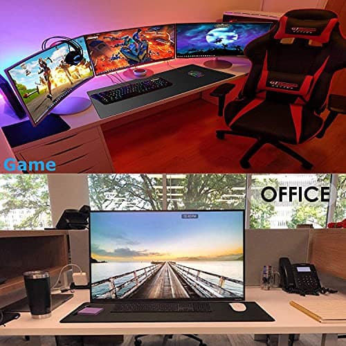 ALSISK XXL Black Gaming Mouse Pad 35.4X15.74X0.12 Inch(900X400X3MM),with Non-Slip Base,Waterproof and Foldable Pad,Desktop Pad Suitable for Gamers,Suitable for Work,Office and Home 5