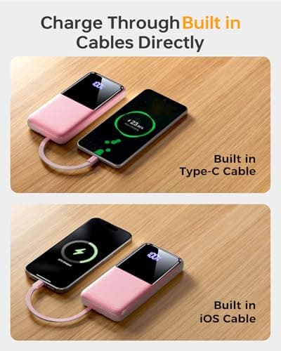 Portable Charger Power Bank - 20,000mAh Battery Pack Portable Phone Charger with Built in Cable 22.5W Fast Charging Powerbank Compatible with iPhone Android Samsung Phone, Travel Camping Essential 4