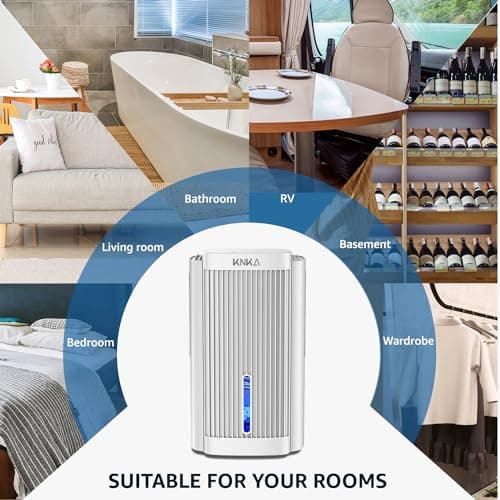Dehumidifier,95 OZ Water Tank, (1000 sq. ft) Quiet Dehumidifier for Basement, Bathroom, RV, Closet, Bedroom with Auto Shut Off, Sleep Mode,7 Colors LED Light, Dehumidifiers for Home, White 9