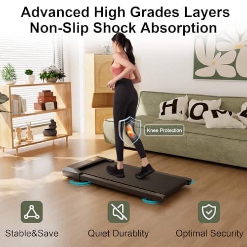 DeerRun Under Desk Walking Pad Treadmill for Home & Office, 6% Manual Incline, 0.6–3.8 MPH Walking Speed, 300 lb Capacity, App & Remote Control 5