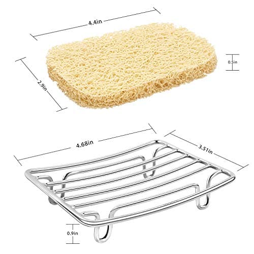 GUUKAR Bar Soap Dish Holder for Shower Bathroom Stainless Steel Rust Proof Self Draining with Beige Soap Saver Pad 8