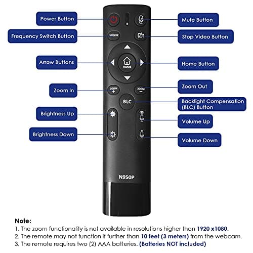 Zoom Certified, NexiGo N950P (Gen 2) 4K Zoomable Webcam, RF Remote, Sony_Starvis Sensor, 5X Digital Zoom, Pro Web Camera with Dual Stereo Mics 5