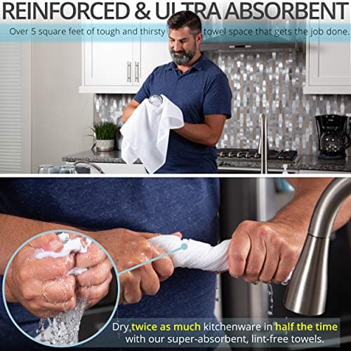 Aunti Em's Kitchen Flour Sack Dish Towels - Natural Cotton for Embroidery and Drying Glass, Hand, Dinnerware - Plain, Thick, Zero-Lint - Highly Absorbent - Set of 13, 27 x 27 Inch, White 5