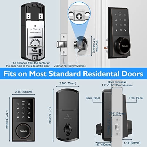 AppLoki Smart Lock, Keyless Entry Door Lock with Bluetooth/Alexa Voice Control, Touchscreen Keypad Deadbolt APP, E-Key, Code, Key, Auto-Lock, Front for Home Apartment Hotel 9