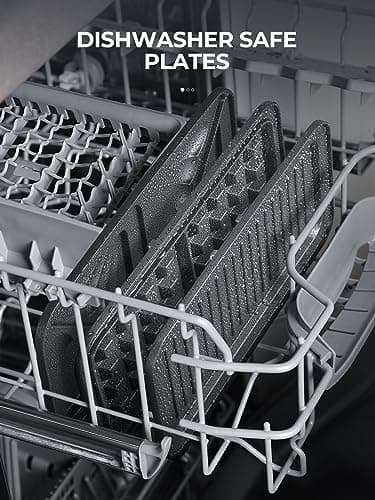 AMEGAT 3 in 1 Sandwich Maker, Waffle Maker with Removables Plates, Panini Press Waffle Iron Set with 5-gear Temperature Control, Non-stick Coating Cool Touch Handle Anti-skid Feet for Breakfast, 1200W 7