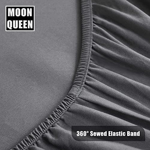 MOONQUEEN 2 Pack Lightweight Bedding Fitted Sheets - Soft Microfiber Bottom Sheet - Deep Pocket - Shrinkage and Fade Resistant - Easy Care (Queen, Grey) 5