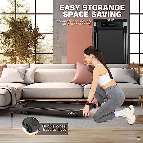 FUNMILY Walking Pad Treadmill with 8% Incline, 300lbs Weight Capacity Under Desk Treadmill for Home, 2.5HP Compact Running Machine with Remote Control, Ultra-Quiet, Installation-Free 6