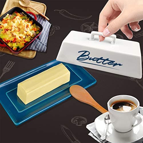 Butter dish with lid , butter dish container for countertop one stick of butter. The textured tray butter keeper for non slip storage. keep the butter fresher (DM) 7