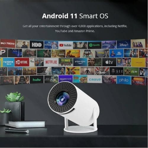 4K Mini Projector with WiFi and Bluetooth, HY300PRO Smart Portable 1080P Proyector Auto Keystone Rotatable, Outdoor Ceiling Bedroom Home Android Iphone Movie TV Projector,for Smartphone/HDMI/USB/PC 7