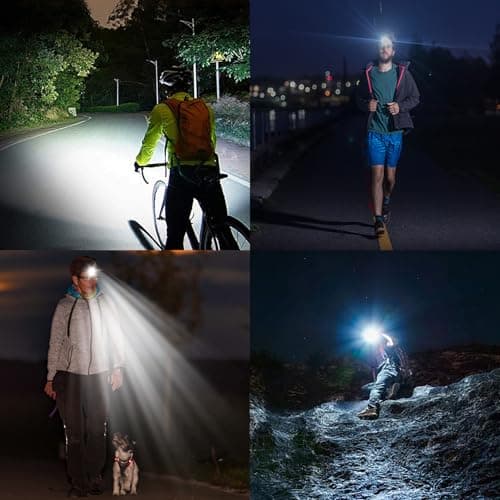 Super Bright 1200 Lumen LED Rechargeable Headlamp with Rotatable Hidden Type-C Port,IPX6 Waterproof Head Light with 2600mAh Battery,180° Adjustable Head lamp with 6 Modes for Camping Hiking Fishing 7