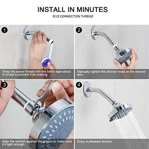 HOPOPRO 5-Mode High Pressure Shower Head - The Washington Post, NBC News, Today TV Show Recommended - High Flow Fixed Showerheads (4 Inch Brushed Nickel) 7
