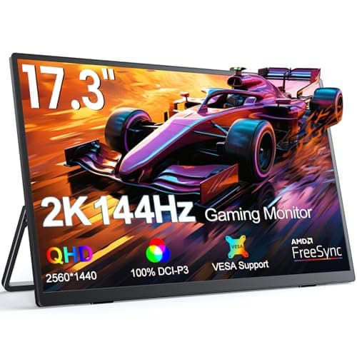 UPERFECT 2K 144Hz Portable Monitor 17.3 Inch 2560x1440P Portable Gaming Monitor Travel Monitor for Laptop HDR IPS Screen with VESA, Stand, Dual Speakers for PC Phone Game Console Steam Deck