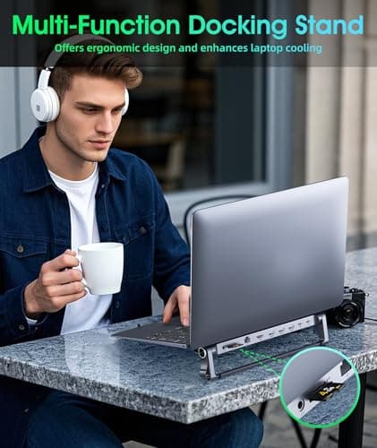 BoYata USB-C Laptop Docking Stand, 9 in 1 Aluminum USB C Dock Tablet Stand with 4K HDMI, 3 USB 3.0, PD 100W, Portable Docking Station for MacBook Pro/Dell/HP/Surface/Lenovo, Plug and Play 6