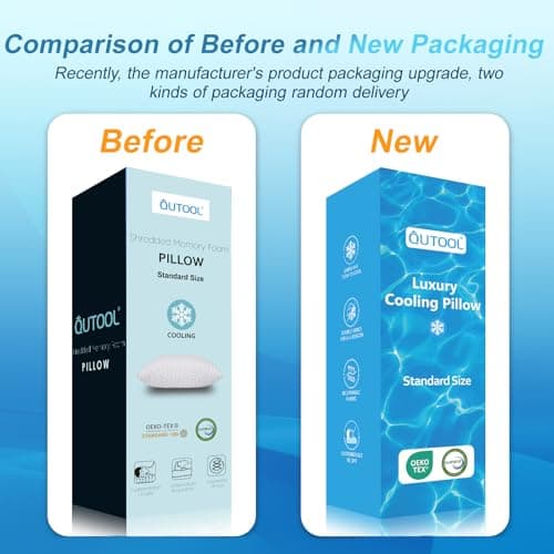 QUTOOL Cooling Pillow for Sleeping, CertiPUR-US Shredded Memory Foam Standard Pillow Set of 1, Cool Pillow for Hot Sleepers Adjustable Firm Pillow for Side,Back,Stomach Sleepers Soft Yet Support,White 9