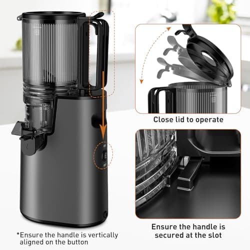 Cold Press Juicer, Juicer Machines with 5.4" Wide Feed Chute for Juice Extractor, Professional Slow Masticating Juicer for Whole Vegetables & Fruits with High Juice Yield, Easy to Clean (Black) 7