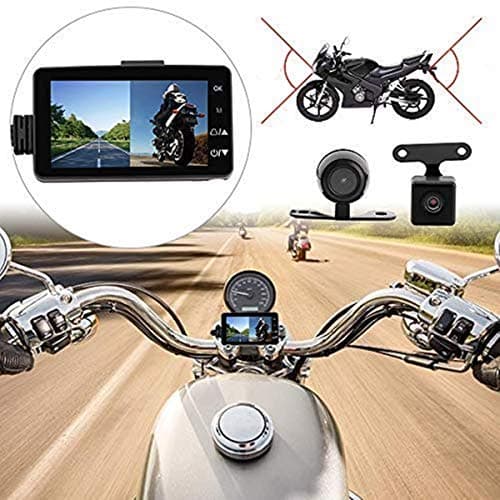Motorcycle Dash Cam with Dual 1080P Waterproof Night Vision Cameras and 3'' Screen - Driving Recorder with 140° Wide-Angle Lens
