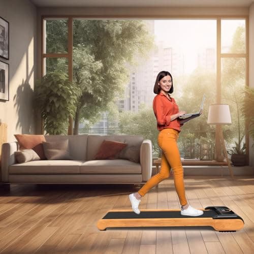 Walking Pad Treadmill, High Grade Wood Under Desk Treadmill 300LBS Capacity, Max 2.5 HP Electric Treadmill for Home&Office with Remote Control LED Display 9
