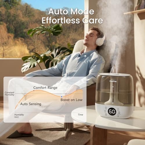Provirtec 6L Self-Cleaning Humidifier for Large Room, CleanCare Warm & Cool Mist, No-Leak Design & Top Fill, 60 Hour Runtime, Quiet Ultrasonic Auto Mode with Remote Control for Bedroom & Home 5