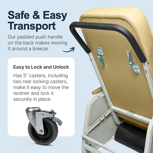 Lumex 3-Position Medical Recliner, Reclining Geri Chair with Wheels, Vintage Gold 5