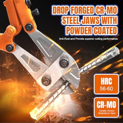WADFOW 18" Medium Size Bolt Cutter: Soft Grip Rubber Ergonomic Handle Cutters Cutting Fence, Steel Wire, Chain, Screws, Rivet and Medium Padlock, Heavy-Duty 7