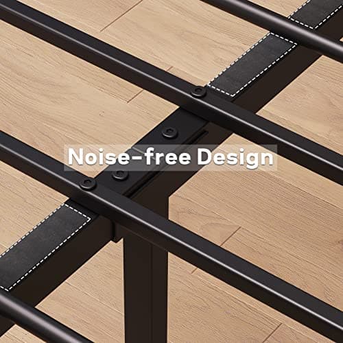 coucheta Full Size Bed Frame with Headboard, Industrial Platform Full Size Bed Frame Easy Assemble, No Box Spring Needed Full Bedframe Mattress Foundation Retro Brown, Full 5