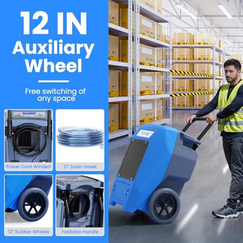 210PPD Commerical Dehumidifier - Cover Up to 8500Sq.Ft Large Spaces Industrial Dehumidifier for Basement with Drain Hose, Powerful Pump, 12 IN Rubber Wheels, 16.4 FT Vertical Drainage 6