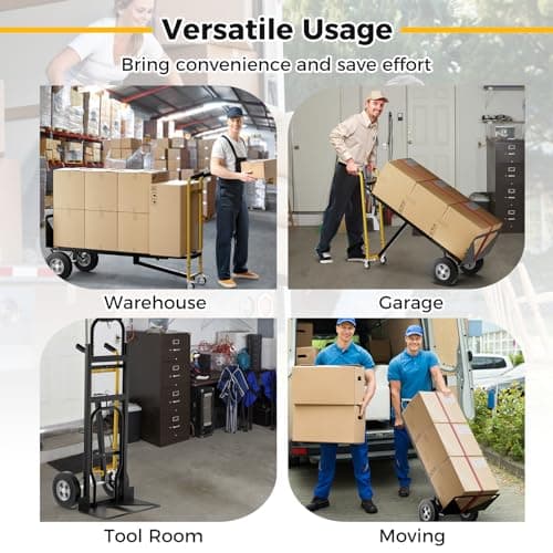 Goplus Convertible Hand Truck, 3-in-1 Metal Dolly Cart with 4 Wheels (2 Lockable), 1000 LBS Capacity, Safety Straps, Heavy-Duty Collapsible Folding Cart for Moving Home, Garage, Shop 7