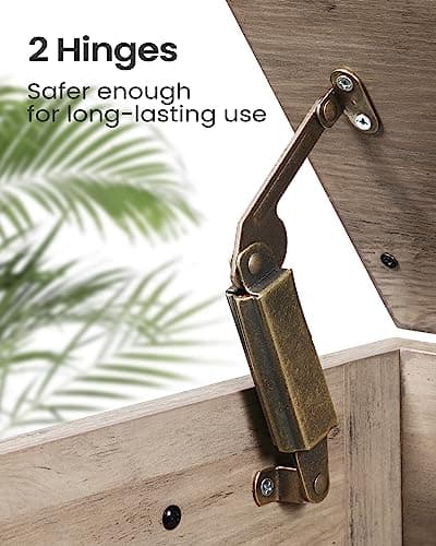 Hzuaneri 39.4" Storage Chest, Lift-Top Storage Trunk with 2 Hinges, Wooden Bench Box Chest Organizer for Bedroom, Entryway, Living Room, Greige SB04505X 6