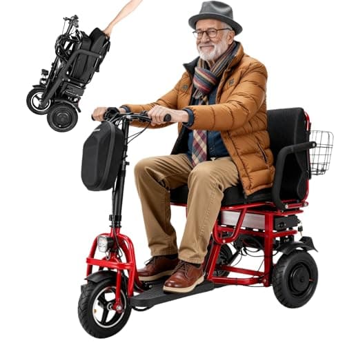 ChiefCarOfficer 3 Wheel Mobility Scooter for Seniors Adults 300 lbs, 700W, 48V10AH Battery Travel Folding Scooters Lightweight Handicap Scooter Elderly Collapsible Electric Mobility Scooters Foldable