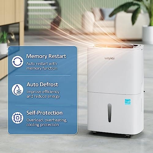 Waykar 150 Pints 2025 Energy Star Dehumidifier for Spaces up to 7,000 Sq. Ft at Commercial and Industrial Large Room, Warehouse, Storage, Home, Basement, with Drain Hose, Auto Defrost, Self-Drying 6