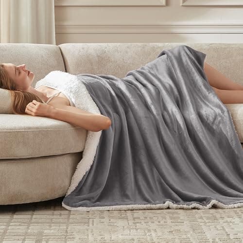 ACCU-WARMTH Heated Blanket Throw Size - Fast Warming with 6 Heat Settings & 4 Hours Auto-Off, Electric Throw Blanket for Couch, 50"x60", Grey