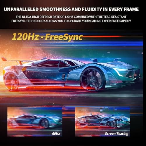 ZZA 24.5 Inch FHD (1920x1080) 120Hz Curved Gaming Monitor, 3000R Curvature VA Panel, 1ms MPRT, AMD FreeSync, Ultra-Thin Bezel, Eye Care, for Esports,PC 6