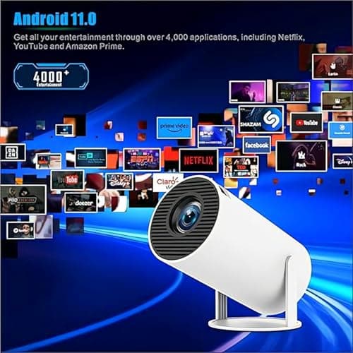 Mini Portable Projector 4K WiFi 6 BT 5.2 Upgraded Portable Projector Full HD Supported for Phone /PC /TV /HDMI /PS5 /Laptop Auto Keystone Home Theater 180° Rotation [Built-in App] White 2