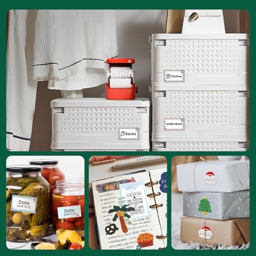 NEW1 Label Printer +4 Rolls Labels, 2 Inch Portable Inkless Bluetooth Label Maker for Small Business, Home, School, Automatic Label Recognition, Sticker Printer for Address Logo Barcode Clothing（Red） 6