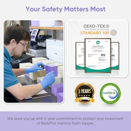 BedsPick Mattress Topper Twin XL - College Dorm 2 inch Gel Infused Memory Foam XL Twin Mattress Toppers,Soft Foam Pad Toppers for Pressure Relief,CertiPUR Certified,Twin XL Size 8