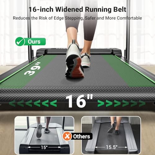 THERUN Walking Pad, 2 in 1 Foldable Treadmills for Home, 2.5HP Under Desk with Handle Bar, 16" Widened Running Belt, with Remote Control & LED Touch Screen 7