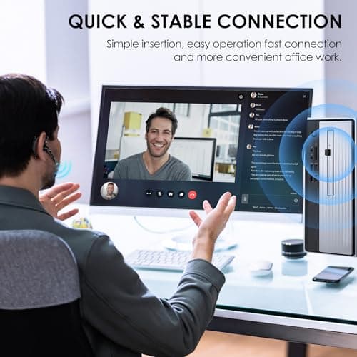 EKVANBEL Bluetooth Headset V5.3, Wireless Earpiece with 1000mAh Charging Case, 96H Talktime, Hands Free Noise Canceling Headphones with Dual-Mic for Computer Cell Phones Trucker Home Office Work 6