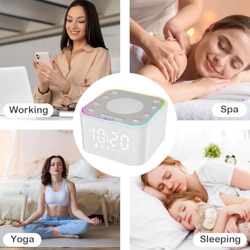 Wkzay White Noise Sound Machine: 30 Non-Looping Sleep Sound Therapy for Adults - Noise Canceling for Bedroom, Adjustable Night Light & Timer, Built-in Alarm Clock 7