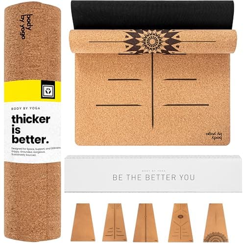 Luxury Cork Yoga Mat - Non Slip, Extra Thick Grip. Thicker, Longer, and Wider for More Comfort and Support. Tough Enough For Hot Yoga. Natural, Non Toxic, and Eco Friendly. Optional Alignment Lines.
