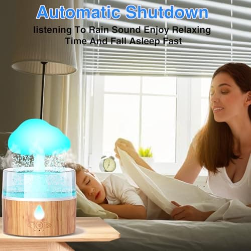 Cloud Humidifier Rain Water Drip 260ML Mushroom Cloud Diffuser Rain Aromatherapy Essential Oil Diffuser Rain Drop Humidifier with 7 Colors Night Lights for Sleeping Relaxing Desk 7