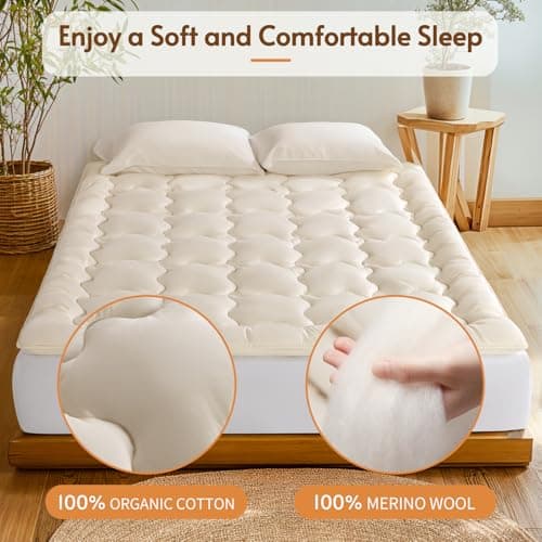 Luxury 100% Organic Wool Mattress Topper - 60"x79" 6