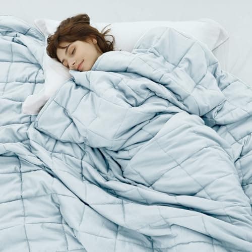 Weighted Idea Weighted Blanket for Adults (Baby Blue,48"x72",15lbs) Cooling Breathable Heavy Blanket with Premium Glass Beads All-Season Soft Thick Comfort